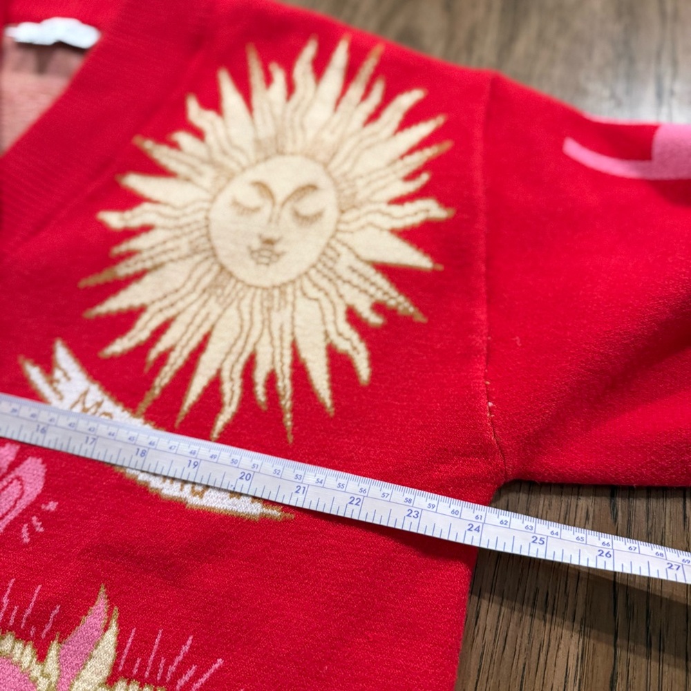 Never Fully Dressed Red Celestial Motif Cardigan - Picture 14 of 15